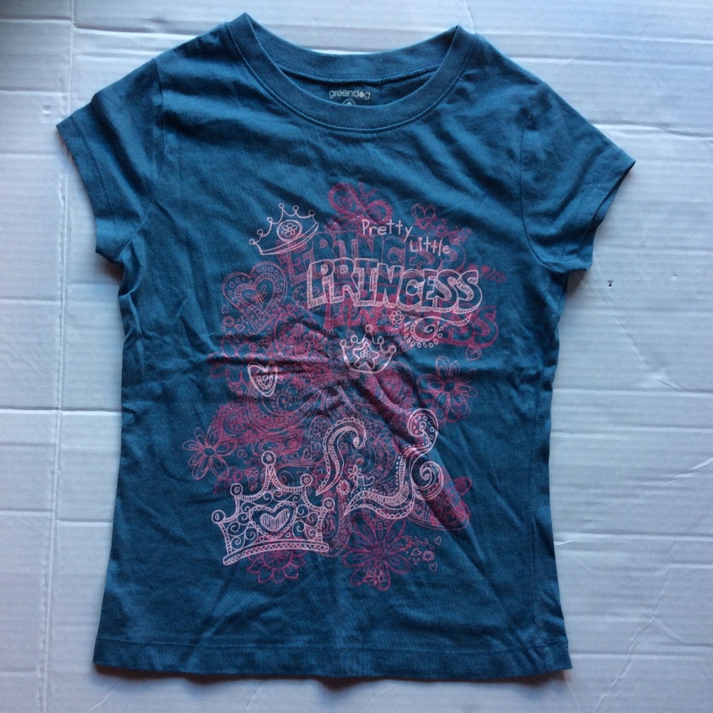 Green dog Girls Gray/Pink T-Shirt, Size Small
